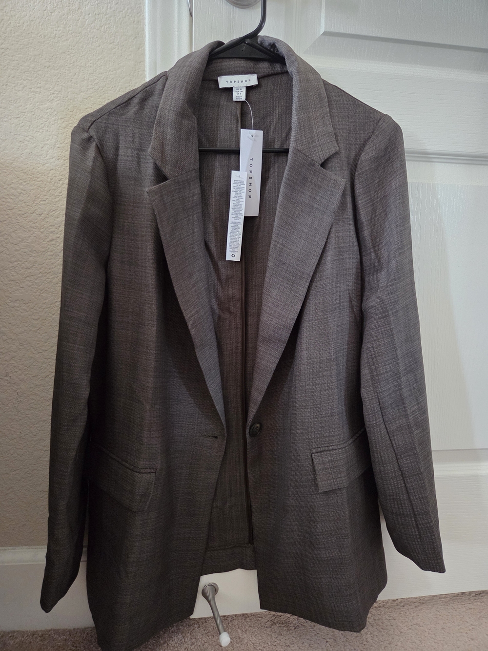 Topshop Taupe Glen Plaid Tailored Blazer
